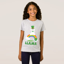 Cute St patrick's day Llama Rainbow Guld T Shirt