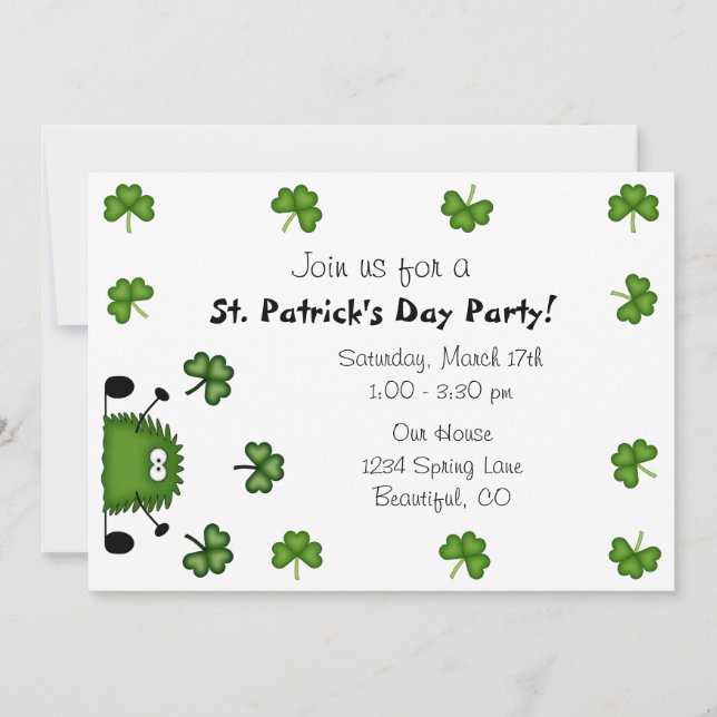 Cute St patrick's day Party-inbjudan Inbjudningar (Framsida)