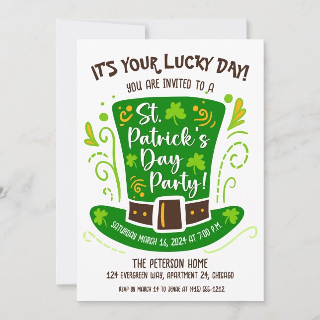 Cute St. Patrick's Day Party Inbjudningar (Framsida)