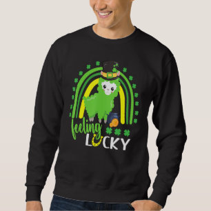 Cute St patricks day Rainbow Llama känner Lucky Lång Ärmad Tröja
