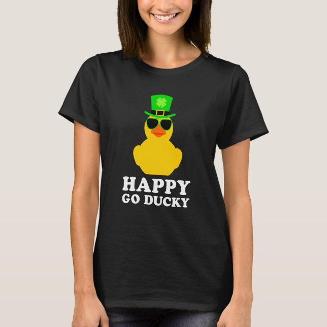 Cute St Patrick's Day Rubber Duck Sunglasses Hat P T Shirt (Framsida)