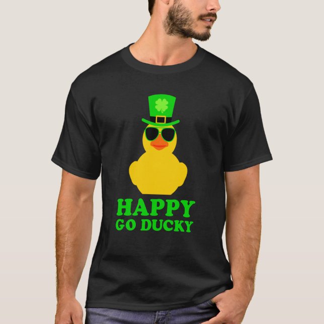 Cute St Patrick's Day Rubber Duck Sunglasses Hat P T Shirt (Framsida)