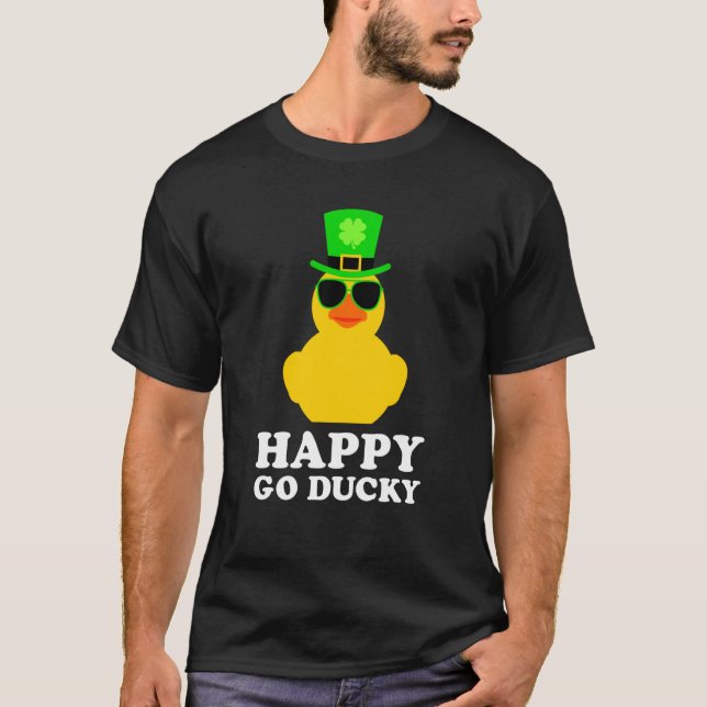 Cute St Patrick's Day Rubber Duck Sunglasses Hat P T Shirt (Framsida)
