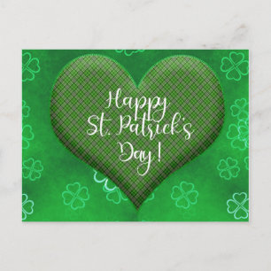Cute St patricks day Shamrock Heart Kärlek Vykort