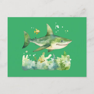 Cute St patrick's day Shark Vykort