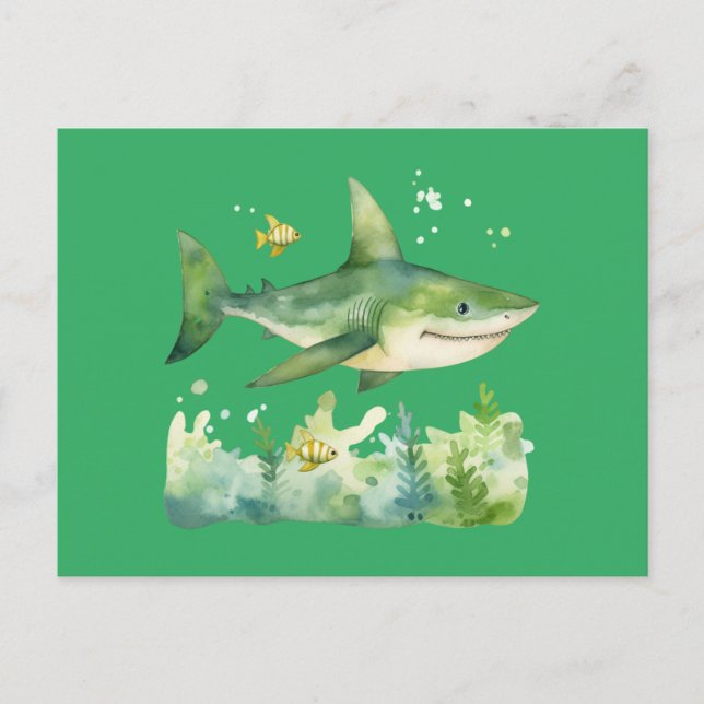 Cute St patrick's day Shark Vykort (Framsida)