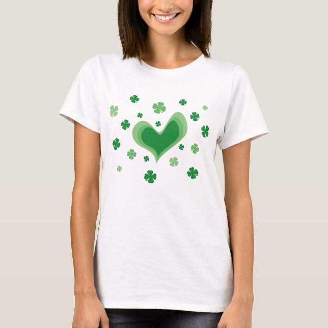 Cute St patricks day shirt med iralt hjärta Tee (Framsida)