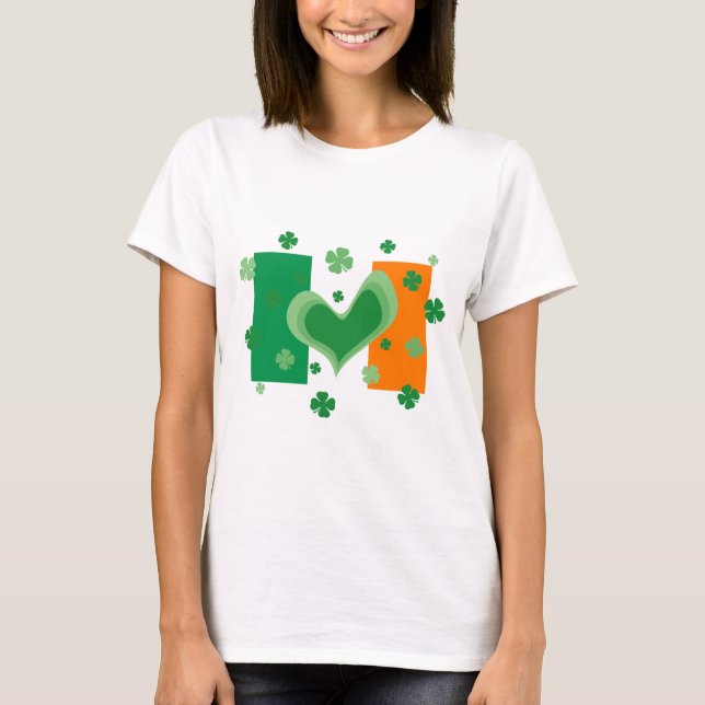 Cute St patricks day shirt med Irish flagga T-shirt (Framsida)