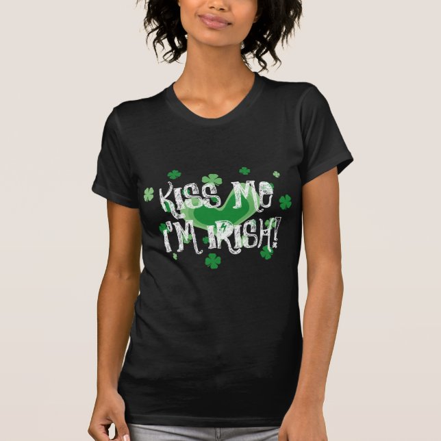 Cute St patricks day t shirt | Kyss mig jag är irl (Framsida)
