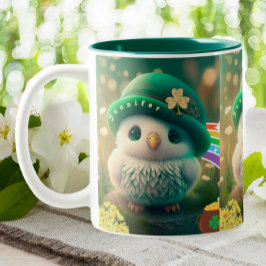 Cute St patricks day Uggla Personlig Två-Tonad Mugg
