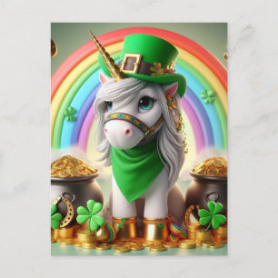 Cute St Patricks Day Unicorn Vykort