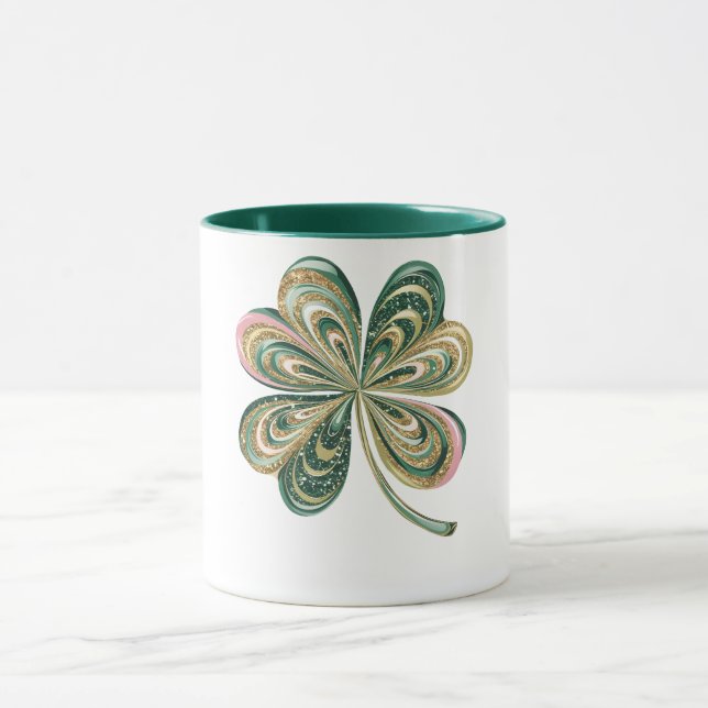 Cute St Patricks Fyrklöver Watercolor Shirt Mugg (Center)