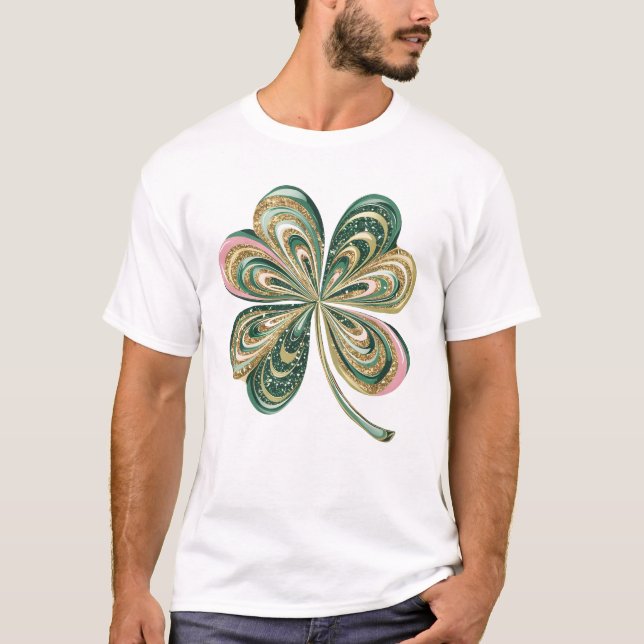 Cute St Patricks Fyrklöver Watercolor Shirt T (Framsida)