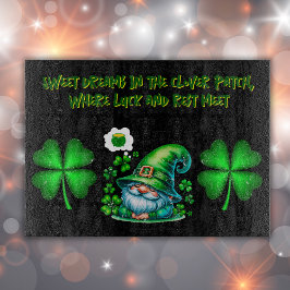 Cute St Patrick's Gnome Sleeping on black |