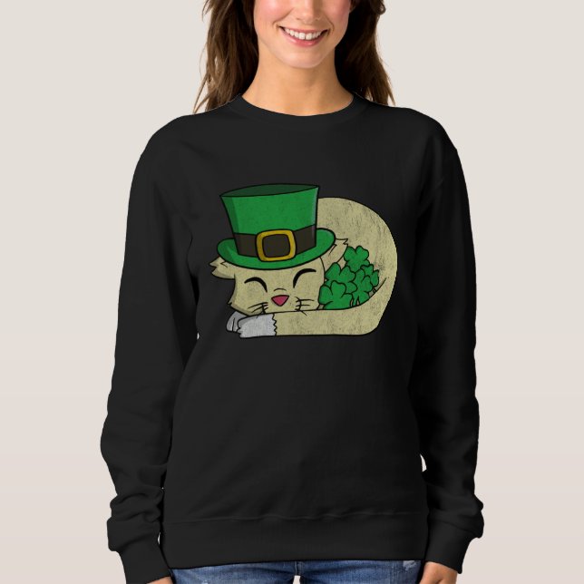 Cute  St Pattys Day  For Girls Cat T Shirt (Framsida)