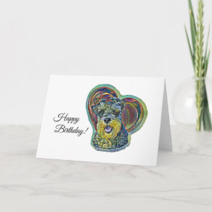 Cute Stached Glass Ministern Schnauzer med hjärta Kort