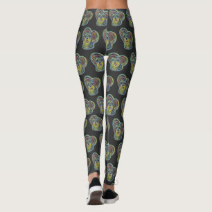 Cute Stached Glass Ministern Schnauzer med hjärta Leggings