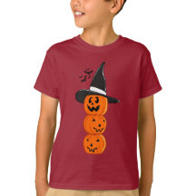 Cute Stacked Pumpkin Witch Halloween Kids' Shirt