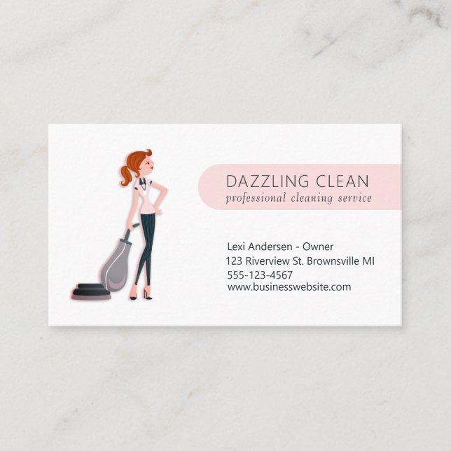 Cute Städning Maid House Clean Service Visitkort (Framsida)