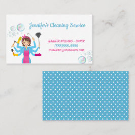 Cute Städning Maid Houseservation Service Visitkort