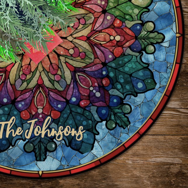 Cute stained glass mandala custom christmas julgransmatta borstad polyester (Skapare uppladdad)