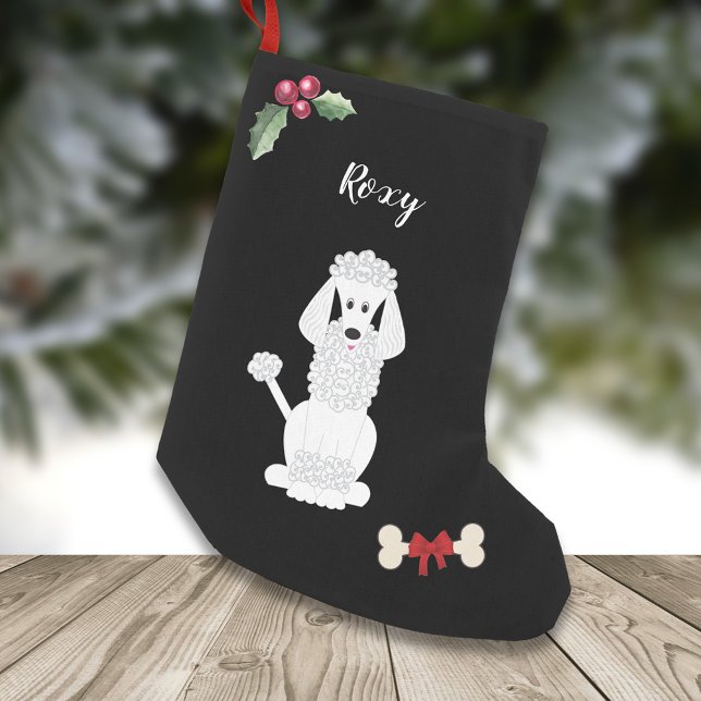 Cute Standard Pudel Hund Monogram Liten Julstrumpa (Skapare uppladdad)
