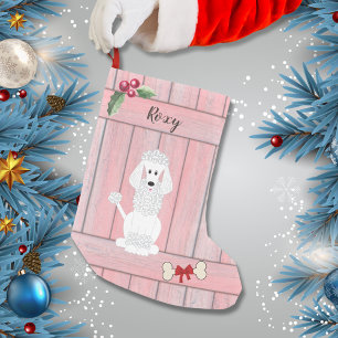 Cute Standard Pudel Rosa Foden Monogram Liten Julstrumpa