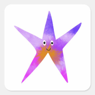 Cute Starfish Fyrkantigt Klistermärke