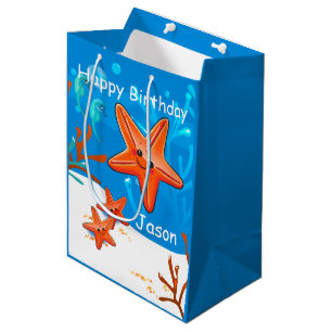 Cute Starfish Ocean Aquatic Birthday Med Gift Bag