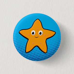Cute Starfish Teckning Blue Ocean Knapp