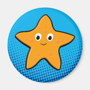 Cute Starfish Teckning Blue Ocean Magnet