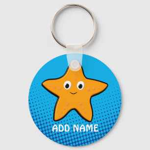 Cute Starfish Teckning Blue Ocean Nyckelring