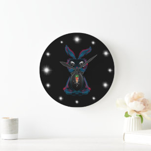 Cute Starlight Ögon Bunny i Meditation Yoga Pose Stor Klocka