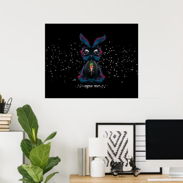 Cute Starlight Ögon Bunny i Yoga Pose Meditation Poster (Hemmakontoret)