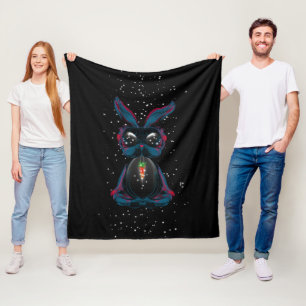 Cute Starlight Ögon-kanin i Yoga Pose Meditation Fleecefilt