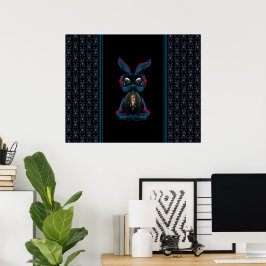Cute Starlight Ögon-kanin i Yoga Pose Meditation Poster