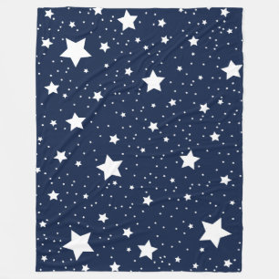 Cute Starry Cosmos Mönster i marinblått och vitt Fleecefilt