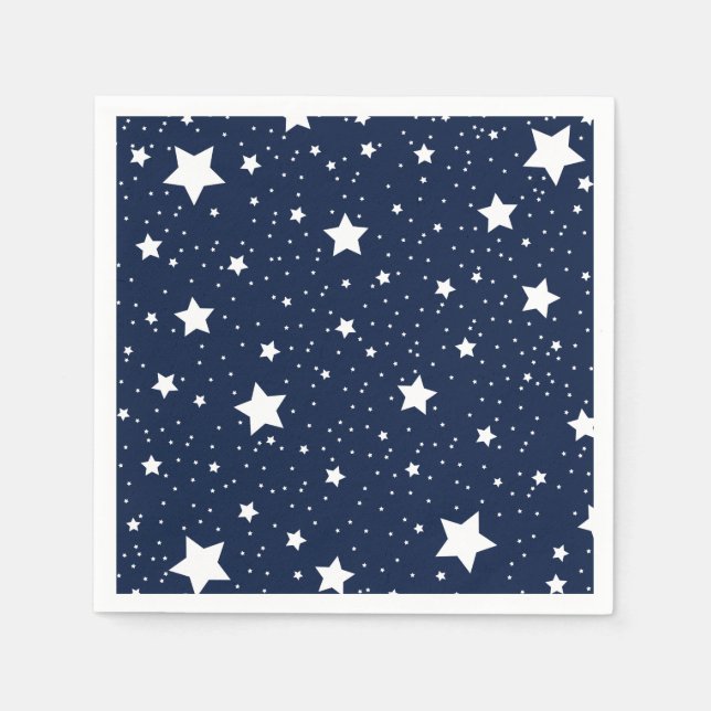 Cute Starry Cosmos Mönster i marinblått och vitt Pappersservett (Framsidan)