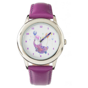 Cute Starry Elephant som flyger med färgstarka bal Armbandsur