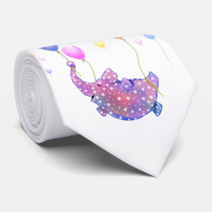 Cute Starry Elephant som flyger med färgstarka bal Slips
