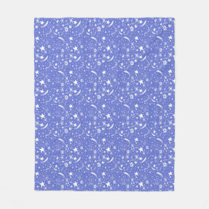 Cute Stars and Cosmos Blue Fleecefilt