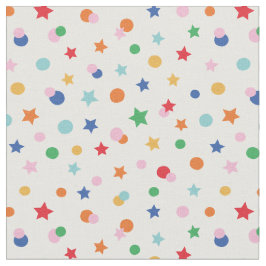 Cute Stars and Dots-konfekti på vitt Tyg
