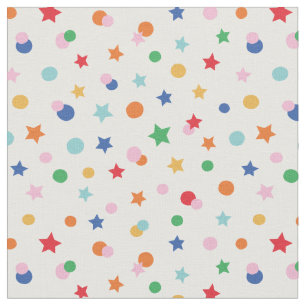 Cute Stars and Dots-konfekti på vitt Tyg