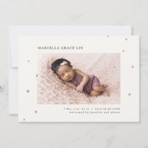 Cute Stars Baby Photo Birth Meddelande