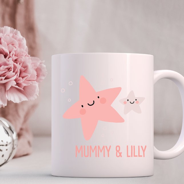 Cute Stars i mamma och Baby, Anpassningsbar Matchn Kaffemugg (Skapare uppladdad)