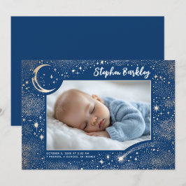 Cute Stars Måne Celestial Newborn Boy Photo Birth Meddelande