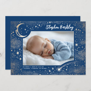 Cute Stars Måne Celestial Newborn Boy Photo Birth Meddelande