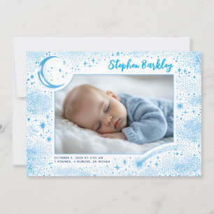 Cute Stars Måne Celestial Newborn Boy Photo Birth Meddelande