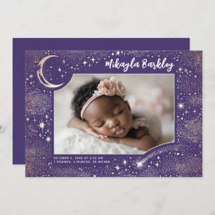 Cute Stars Måne Celestial Newborn Foto Birth Meddelande