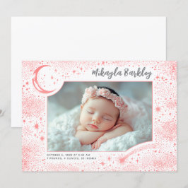 Cute Stars Måne Celestial Newborn Foto Birth Meddelande